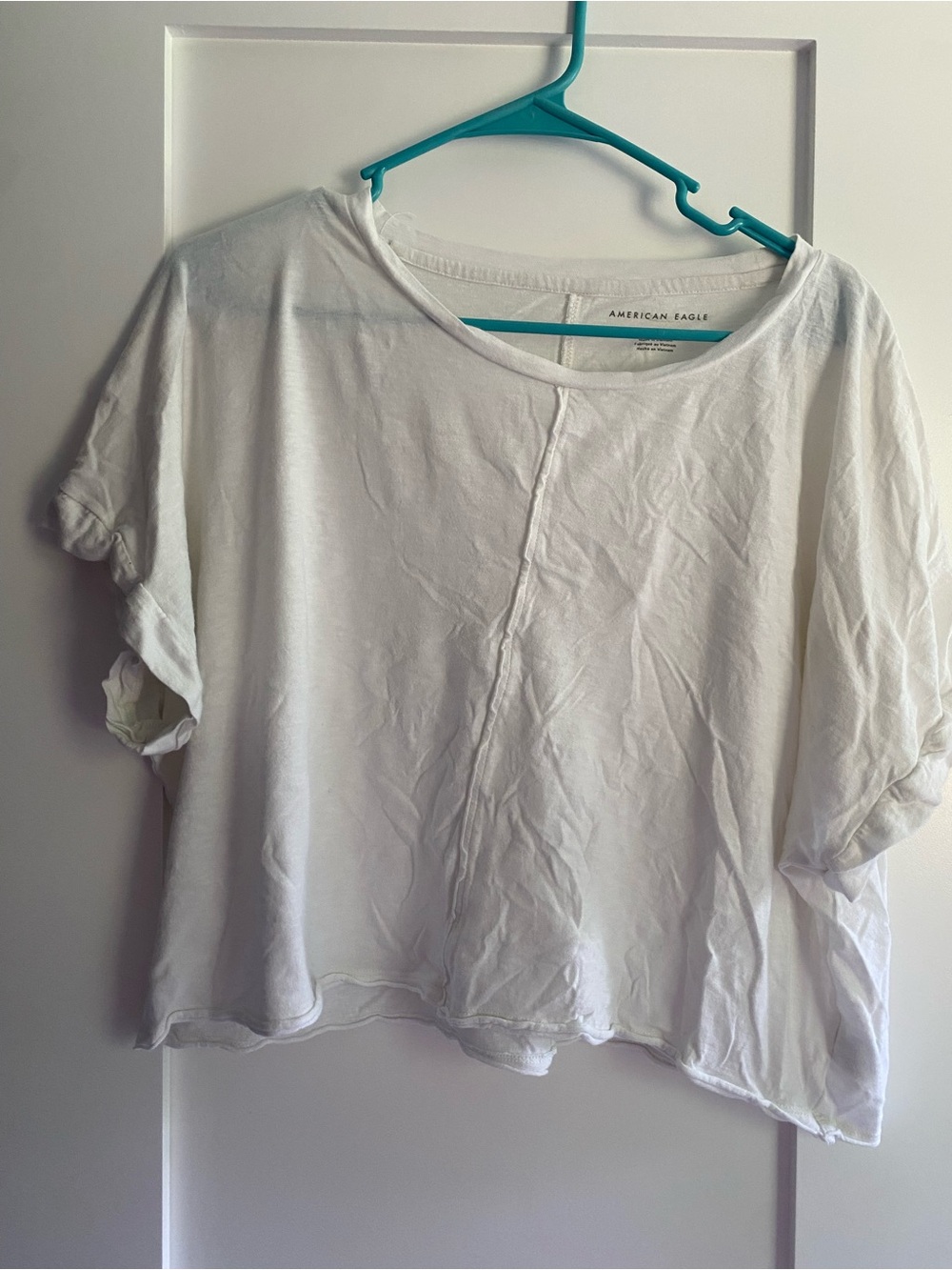 American Eagle Outfitters White Boxy Crop Tee